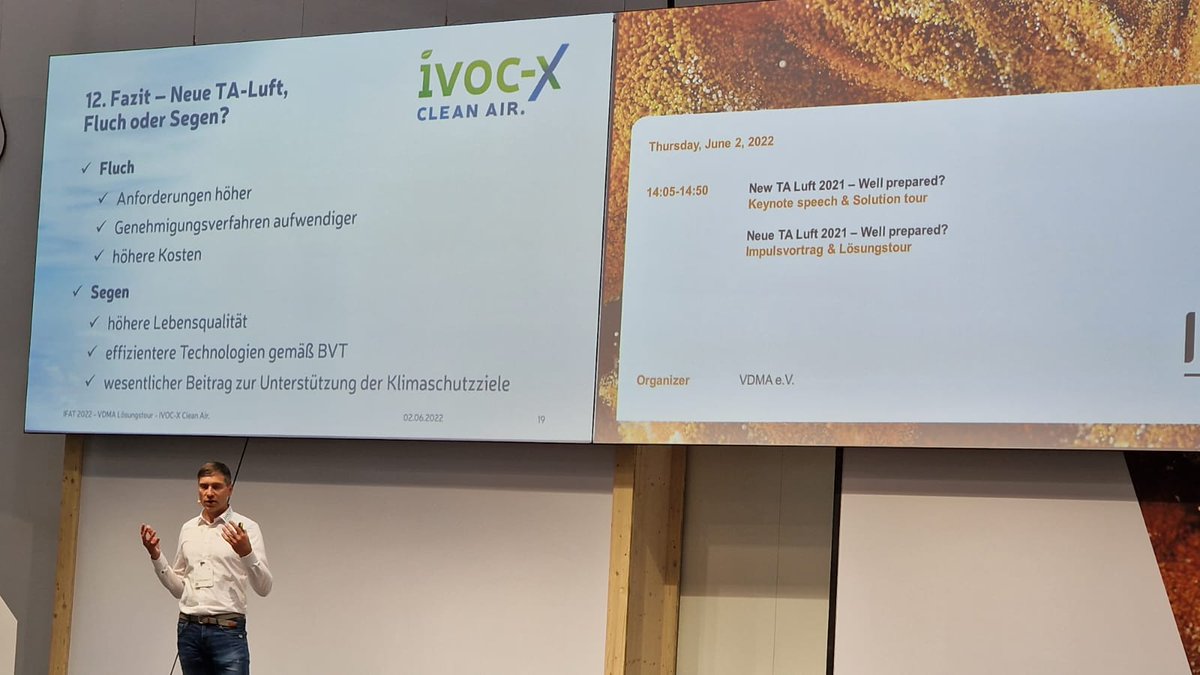 IFATworldwide's tweet photo. On our #IFAT #solutiontour about the new #TALuft, (Technical Instructions on #AirQuality Control) visitors could experience and delve into the challenges and opportunities of the #regulation during 2 expert presentations and the tour of 5 @VDMAonline member companies. #IFAT2022 https://t.co/iiAZ2FfqrK