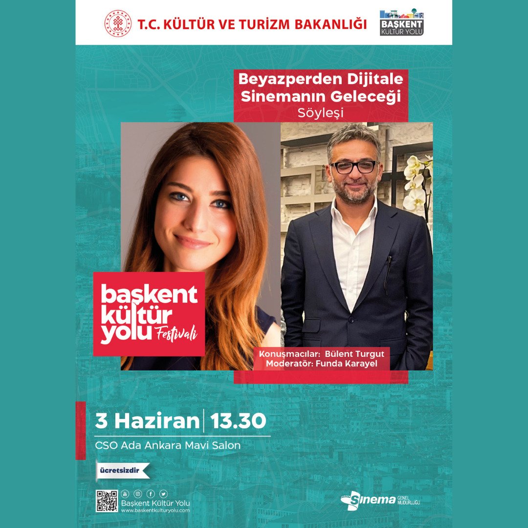 PGM_PR's tweet photo. Başkent Kültür Yolu programı kapsamında moderatörlüğünü Funda Karayel'in moderatörlüğünü yaptığı ''Beyazperdeden Dijitale Sinemanın Geleceği'' ikinci oturumunda yapımcı Bülent Turgut konuk olacak.

🗓 3 Haziran 2022 Cuma 
⏰ 13:30
📍 CSO Ada Ankara

#BaşkentKültürYolu https://t.co/bv4BGK1atI