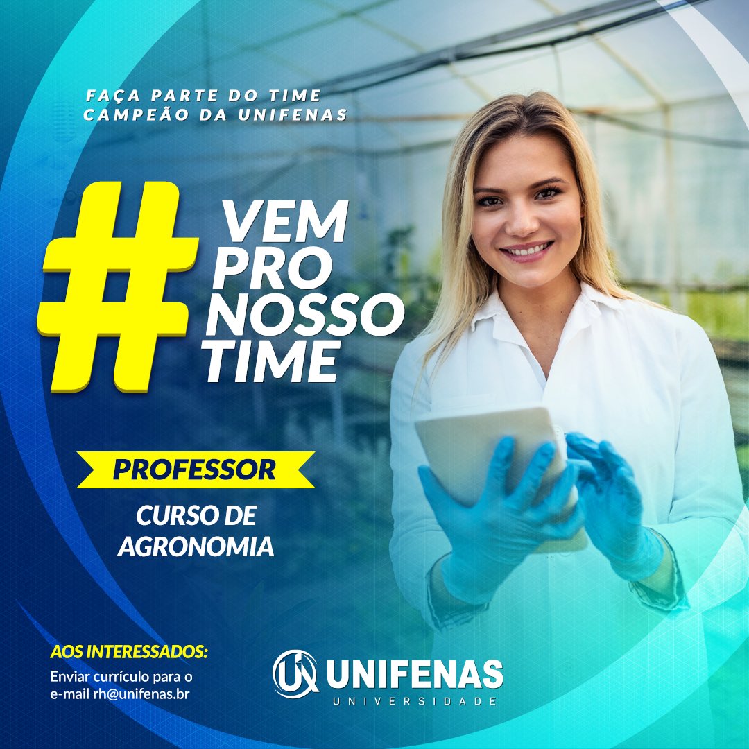 #VagasDisponíveis | Faça parte do nosso TIME 🚀

Cargo: PROFESSOR:  CURSO DE AGRONOMIA
Você se encaixa no perfil?

Envie seu currículo para rh@unifenas.br 

Ou acesse o link: unifenas.br/curriculo/
.
.
#unifenas
