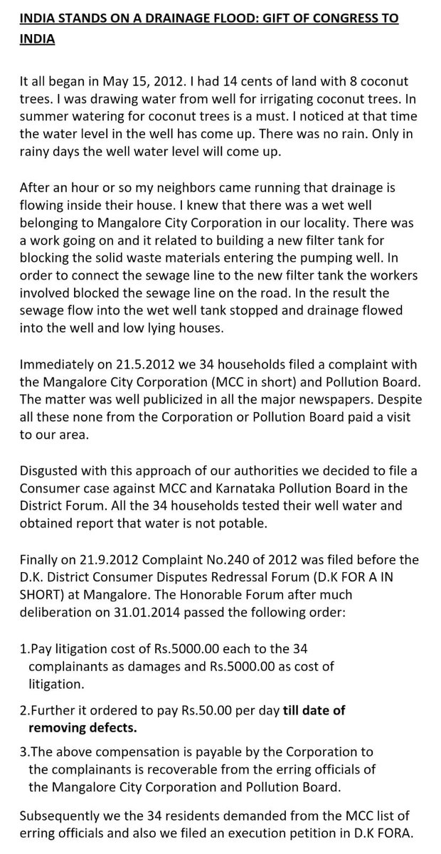 Sbabcf1's tweet photo. @narendramodi_in We the 34 residents of Majila Mangalore are fighting a case against Mangalore City corporation for polluting our wells with sewage water. The case is pending at NCDRC New Delhi RP/3763/2014. The problem is connected to defective UGD. Details enclosed. https://t.co/ny4GUc4cU3