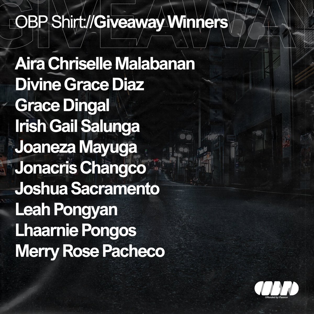 OBPRecords's tweet photo. Here are the winners for the OBP shirt giveaway. You may email ajllopez08@gmail.com for more details. Congratulations!

//

Take the pill. 💊

//

OBP Online Store: https://t.co/hitc16MUEv https://t.co/Kszlkif2di