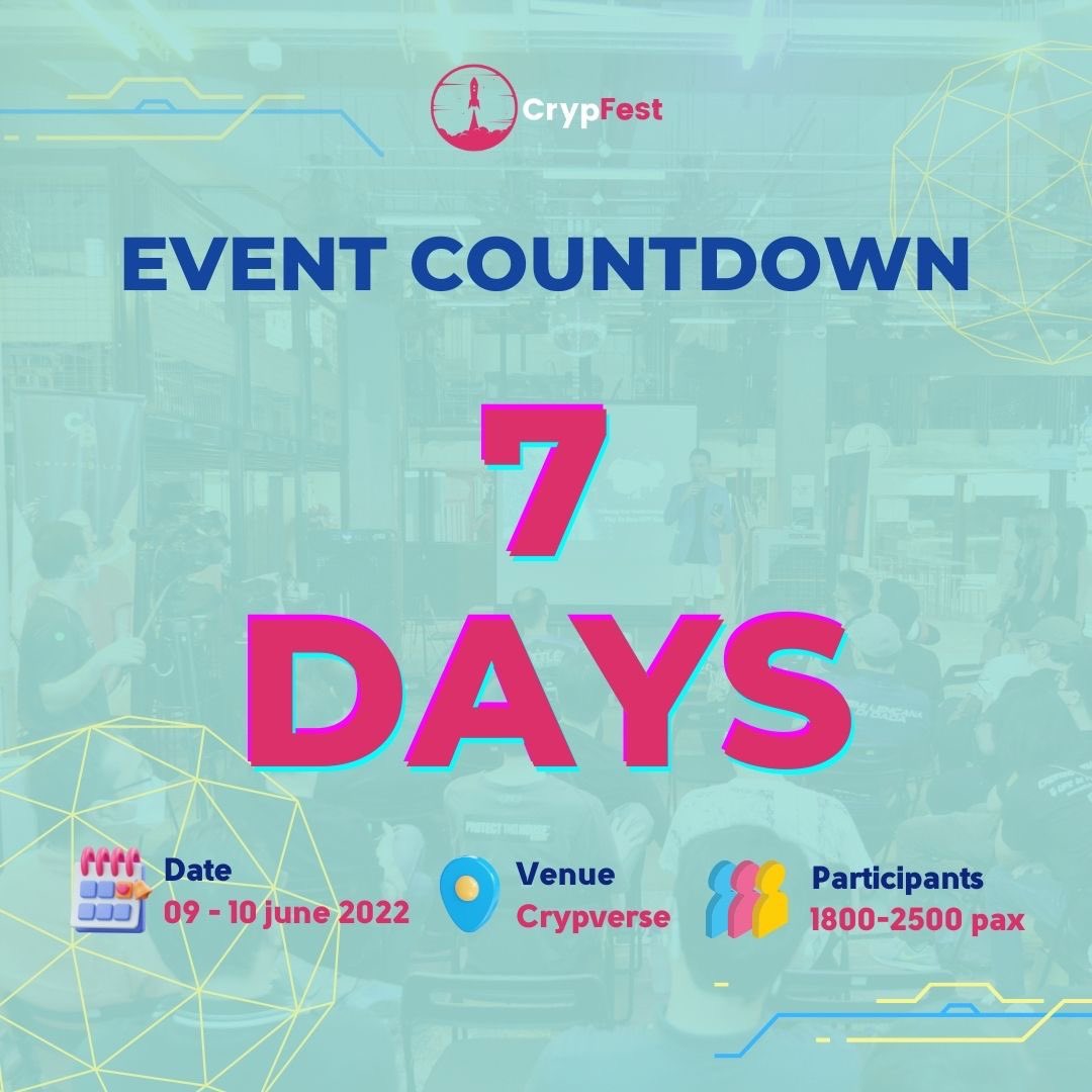 whalepod_mtp's tweet photo. 7 Days Left🔥🔥🔥
#CrypFest #Cryp2KL2022 #crypfest #cryp2kl #cryp2kl2022 #cryptomy #cryptomalaysia #cryptoworld #motivation #NFT #Metaverse #Blockchain #web3 #entrepreneurs #evolutionofemergingtech https://t.co/pFv3rI9jXz