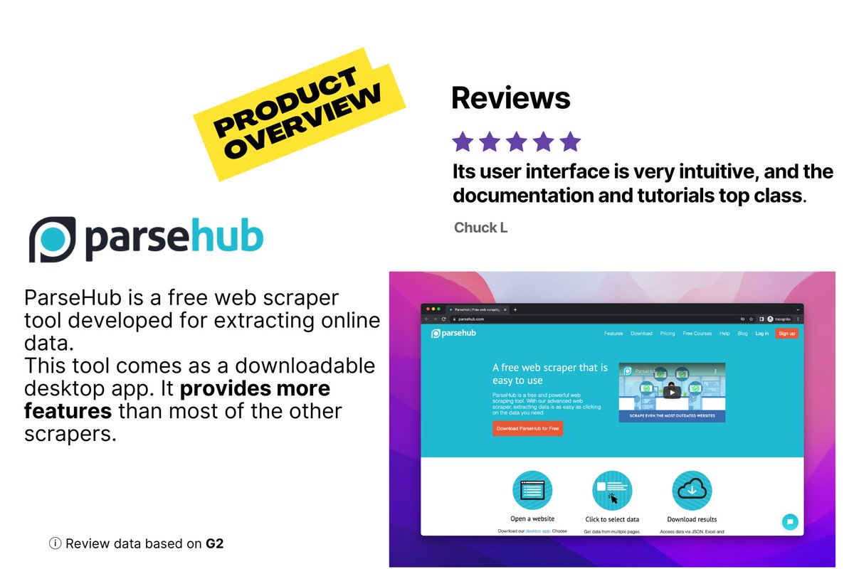 With <a href="/parsehub/">ParseHub</a> numerous features, you can scrape and download images, and CSV and JSON files. 📂