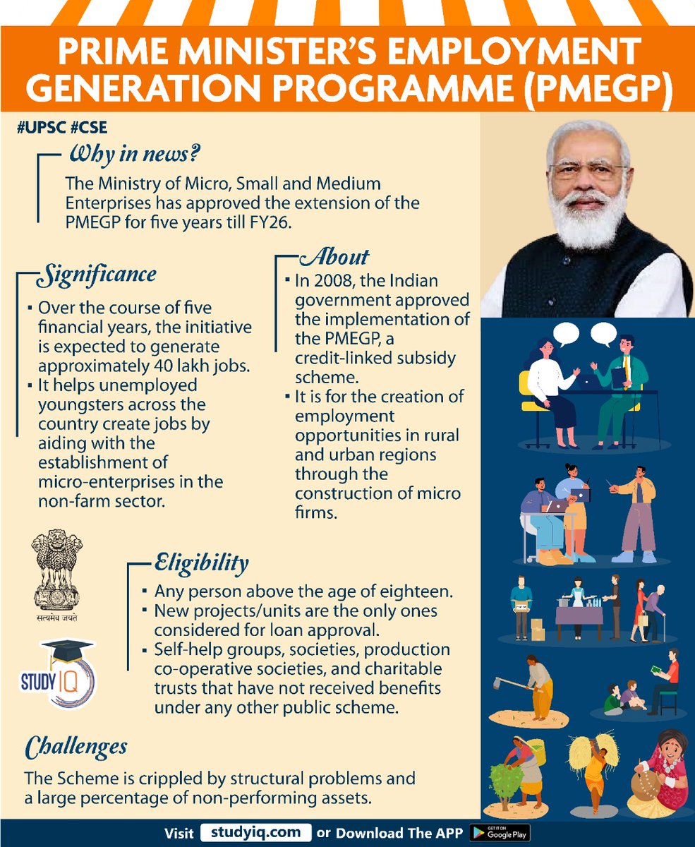 upsciq's tweet photo. #Prime Minister’s #Employment Generation #Programme (#PMEGP)
#primeminister #employmentgenerationprogramme #upsc #cse #whyinnews #subsidyscheme #nonfarmsector #microenterprises #microfirms https://t.co/xGi8vqoTjn