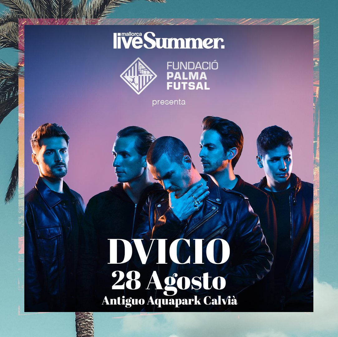 PalmaFutsal's tweet photo. 🎸 Ya tenemos el 𝐈 𝐂𝐨𝐧𝐜𝐢𝐞𝐫𝐭𝐨 𝐝𝐞 𝐥𝐚 𝐅𝐮𝐧𝐝𝐚𝐜𝐢𝐨́ 𝐏𝐚𝐥𝐦𝐚 𝐅𝐮𝐭𝐬𝐚𝐥

🎶 @dvicioficial 
📅 Domingo 28 de agosto
🏟 Antiguo Aquapark Calvià
🎟 Venta de entradas: https://t.co/3Fec7wyzCB

#Dvicioenconcierto
#FundacióMiquelJaumePalmaFutsal
#MallorcaLiveFestival https://t.co/4GBv3bY2Fg