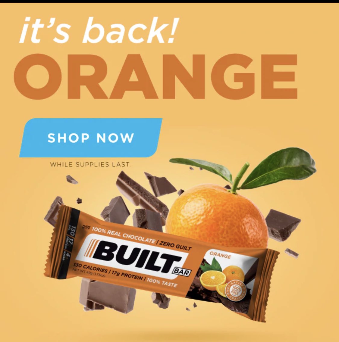 BarJenna's tweet photo. Orange you glad it’s back? Limited time only! Use the link in my bio or code Jenna10 for 10% off! @Built_Bar #imbuilt #builtbar https://t.co/2ImnNVBdaa