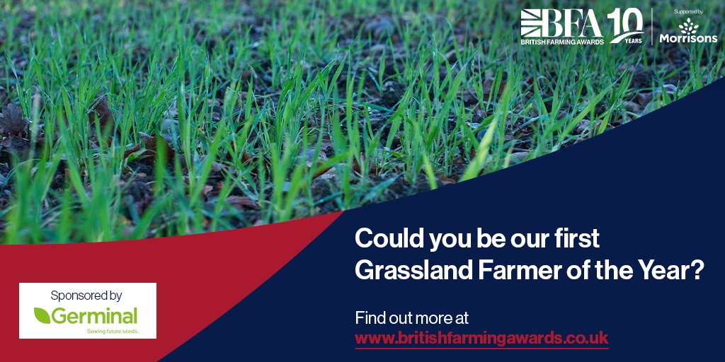 FarmingAwards's tweet photo. Crown yourself as the first ever Grassland Farmer of the Year at #BFA22 🍃 Tell us about your #grassland system here - https://t.co/2lNjtu9FHd @GerminalUKAgri @wearegerminal @DairyDecisions @UFUHQ https://t.co/8LUBzvzaGa