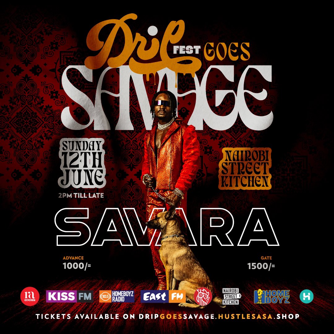 City Boy βπΎ (@cityboyyyyyy) on Twitter photo So wagwan my people! On Sunday the 12th of June <a href="/RadioAfricaKE/">Radio Africa Group</a> wametutolea form ya uzito mbaya!π₯π₯
Advance tickets are going for only Kshs. 1,000 and Kshs. 1,500 at the gate!π₯
Pull up & come listen to what Savara has in store for us!π₯
#DripFestGoesSavage
#RadioAfricaEvents So wagwan my people! On Sunday the 12th of June <a href="/RadioAfricaKE/">Radio Africa Group</a> wametutolea form ya uzito mbaya!π₯π₯
Advance tickets are going for only Kshs. 1,000 and Kshs. 1,500 at the gate!π₯
Pull up & come listen to what Savara has in store for us!π₯
#DripFestGoesSavage
#RadioAfricaEvents