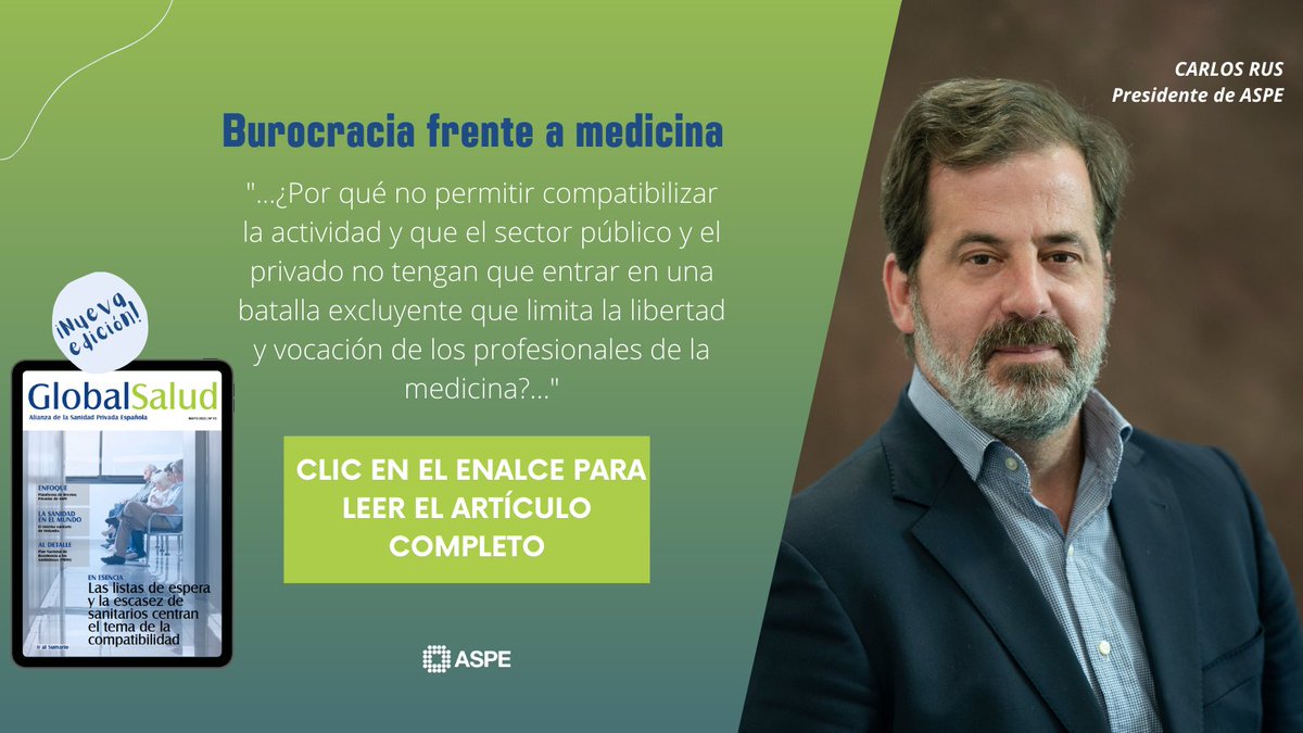 🟢 Nueva edición revista Global Salud

📌 Toda la información actualizada del sector, noticias de interés y relevancia para la sanidad privada 

📰 Nuestro presidente, <a href="/CarlosRusp/">Carlos Rus</a> en Tribuna

Haz clic en el enlace para acceder al artículo 👇 bit.ly/3LWNooo