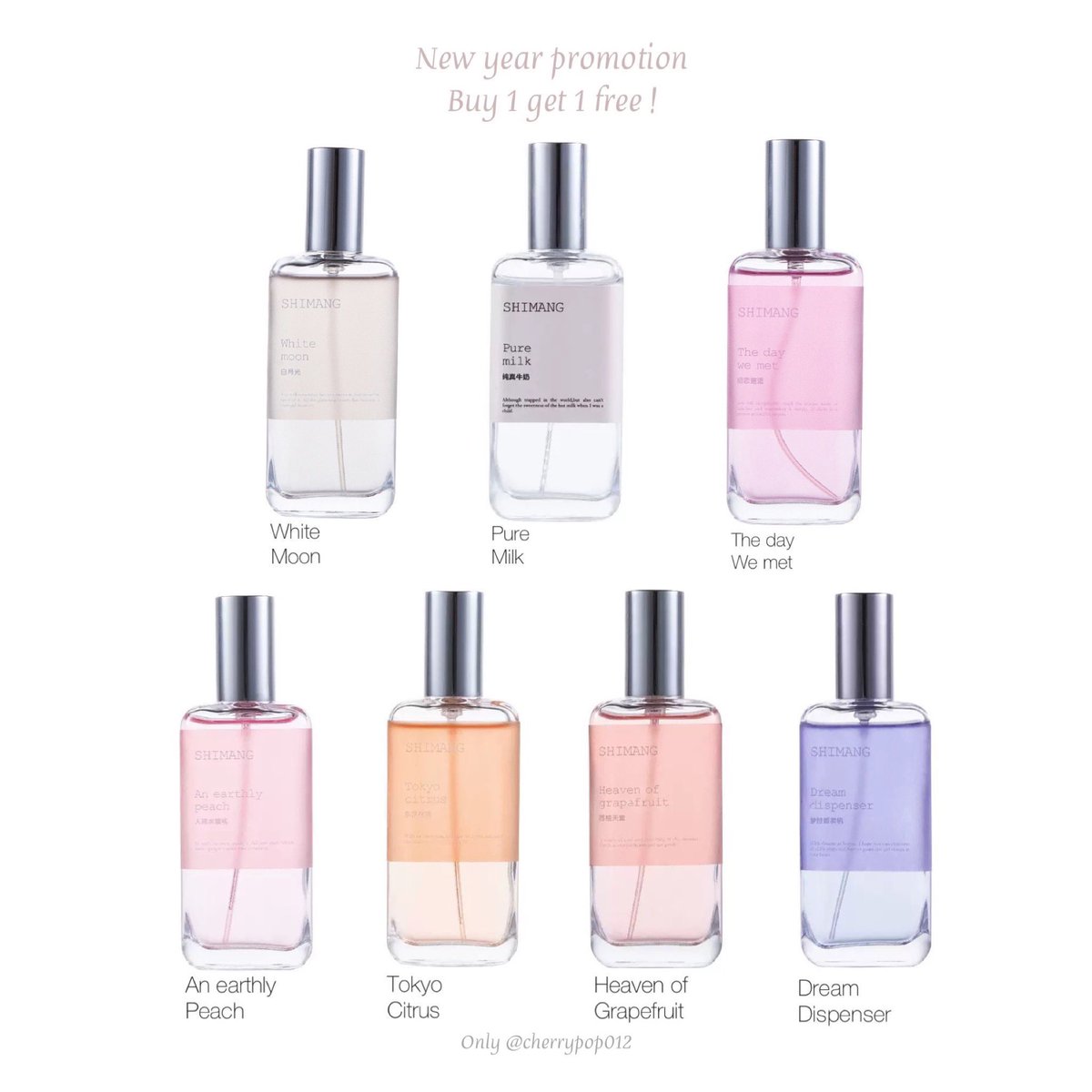 cherrypop012's tweet photo. เปิดให้แล้วน้า..🤏🏻✨
ขวดละ 50 ml 290 เชอรรี่ไม่ขาย จัดโปร MID YEAR SALE 1+1 ꔚ แค่ 139฿🔥🔥

🌷ทั้งหมด 7 กลิ่น 7 สไตล์ คละกลิ่นได้เลยค่า (อ่านดีเทลแต่ละกลิ่นได้เลยน้า)
- มีกล่องแยกแพคอย่างดีทุกขวด

เมนชั่นจองเช่น pure milk 1 / peach 1
ใครล็อคแอคทักไลน์น้า https://t.co/5zD9LlWnf2 https://t.co/zNQ3wZYt7Y