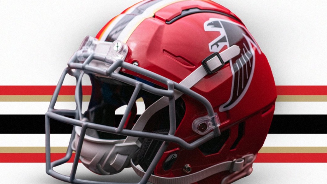 NFLonCBS's tweet photo. The new @AtlantaFalcons helmet goes HARD.

They're debuting the red look vs SF in Week 6. https://t.co/wV8AmUSHYR