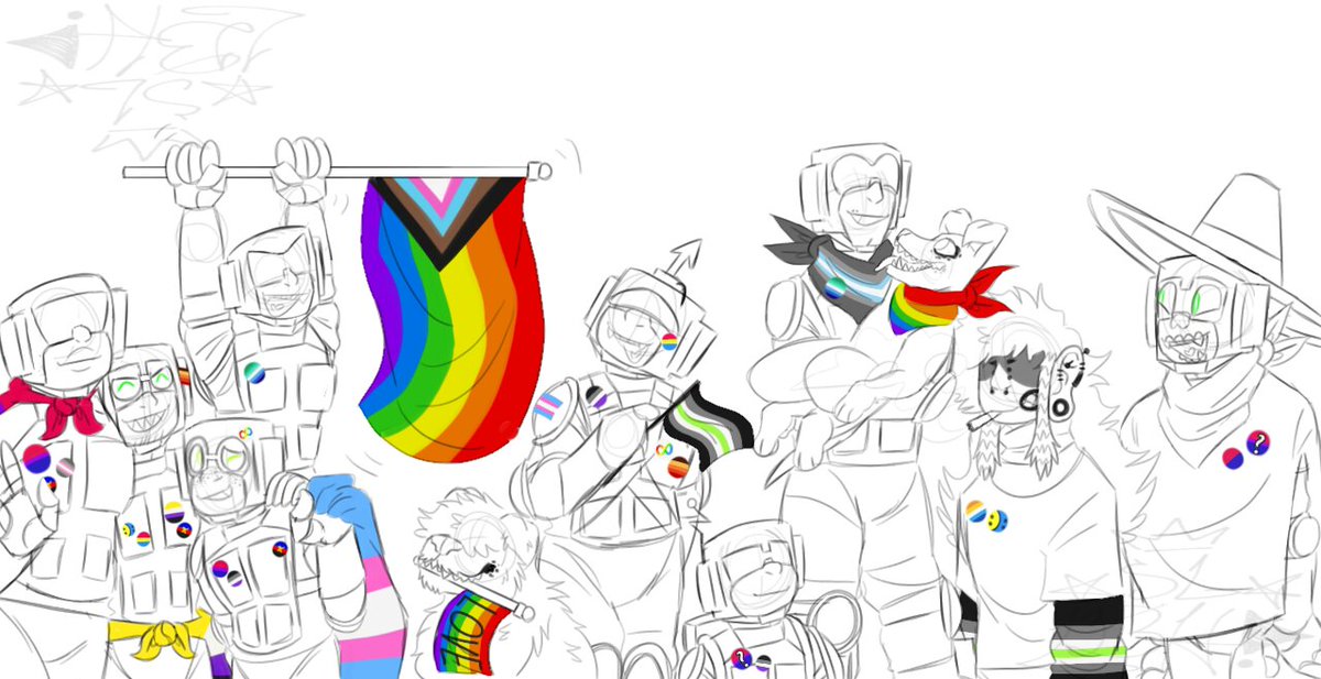 KillerClown_KC's tweet photo. It just turned June 1 day ago- so I made silly little headcanons for almost every #tankman in #tankmen , and omfg first time showin' some #tankoc that I've never shown before, hope yall like these little doodles, I sure did like drawin'em. Happy Month of Pride yall❤💛💚💙💜 https://t.co/tBJI42FElu