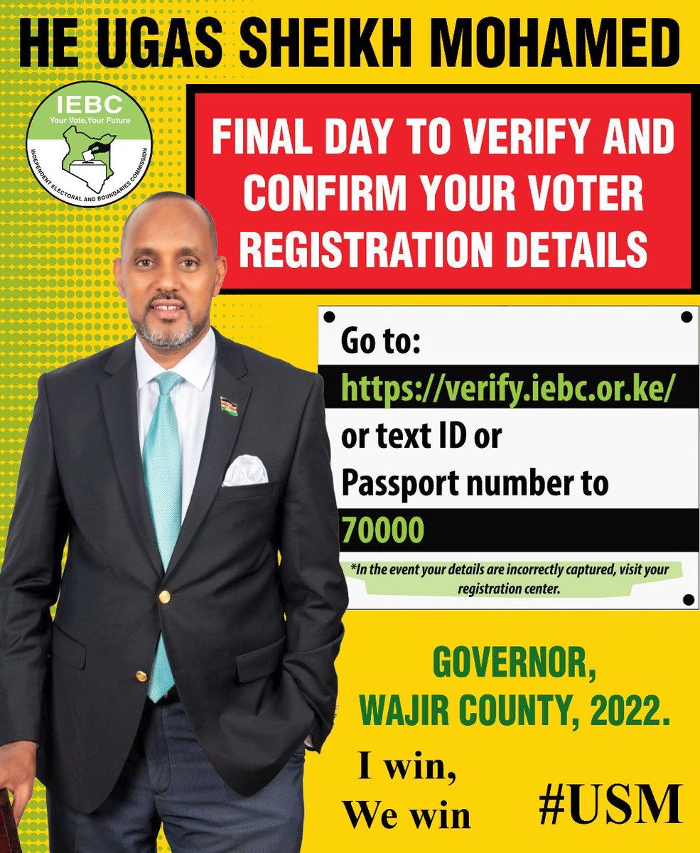 OfficialUgas's tweet photo. Don't miss the final opportunity to verify your voter registration details today. Be part of the change, make your vote count. https://t.co/HHDeonjVKK