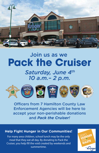 FishersYAP's tweet photo. Pack the Cruiser is coming up on Saturday, June 4th! You can help support our Summer Meals Program by shopping at your closest Fishers' Kroger store for the items needed to help feed 650 children this summer. Every donation helps make this program a success! https://t.co/fyPzVOmlvs