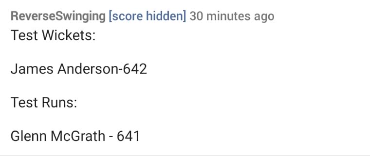 NickMar909's tweet photo. Anderson now has more wickets than McGrath has runs. #pidgeon https://t.co/cKQLww8ChF