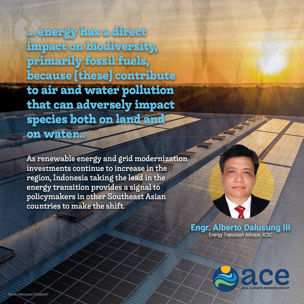 icsc_ph's tweet photo. Engr. Alberto III Dalusung, Energy Transition Advisor of ICSC spoke at the May 23 webinar organized by ICSC, the #ACE, and Asia Comms Lab. He discussed how energy directly impacts biodiversity, with fossil fuels polluting the world’s resources. Learn more: https://t.co/5ZR4JwqplY https://t.co/aFfraaJtLo