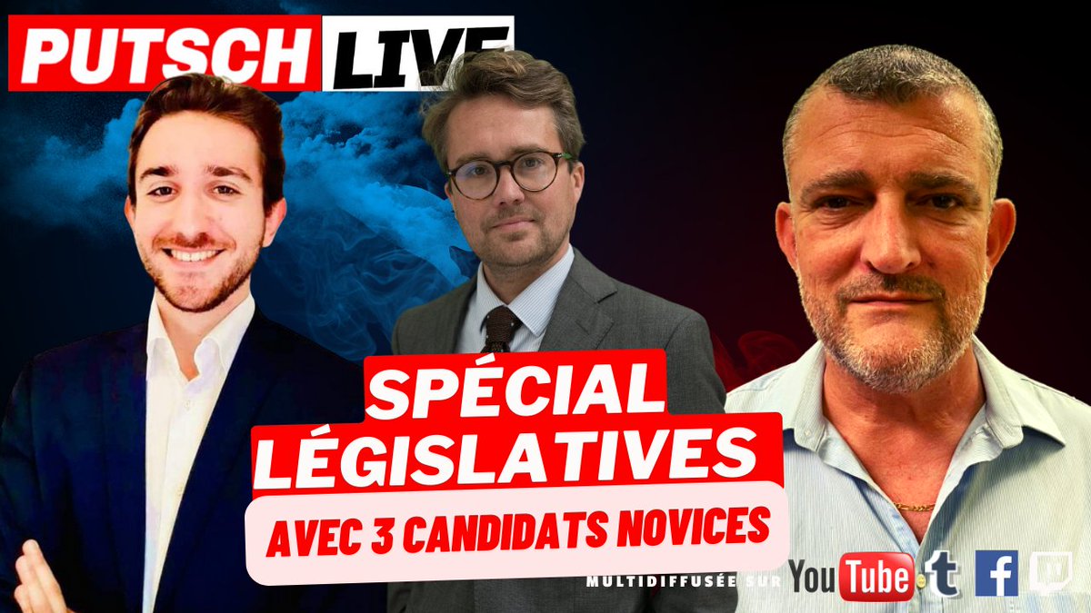 🔥🎙🔥 À 18H dans #PUTSCHLIVE - Spécial #legislatives2022 je reçois 3 candidats novices Christophe Chirat (SE), <a href="/ACuignache/">Alexandre CUIGNACHE,</a>  (<a href="/Reconquete_off/">RECONQUÊTE !</a> ) et <a href="/AlzingreVictor/">Victor Alzingre 🇫🇷</a>
 (<a href="/_LesPatriotes/">Les Patriotes</a>) /Au menu: engagement, programme et ambitions ! <a href="/ZemmourEric/">Eric Zemmour</a> <a href="/f_philippot/">Florian Philippot</a> <a href="/OuvryDiane/">Diane Ouvry</a> #politique