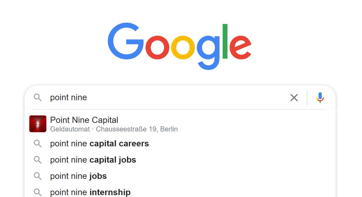 netdynamic's tweet photo. @PointNineCap has not only one of the best portfolios but also the by far best Google Suggest result! 🏧😁 https://t.co/4R7UpJL3e9