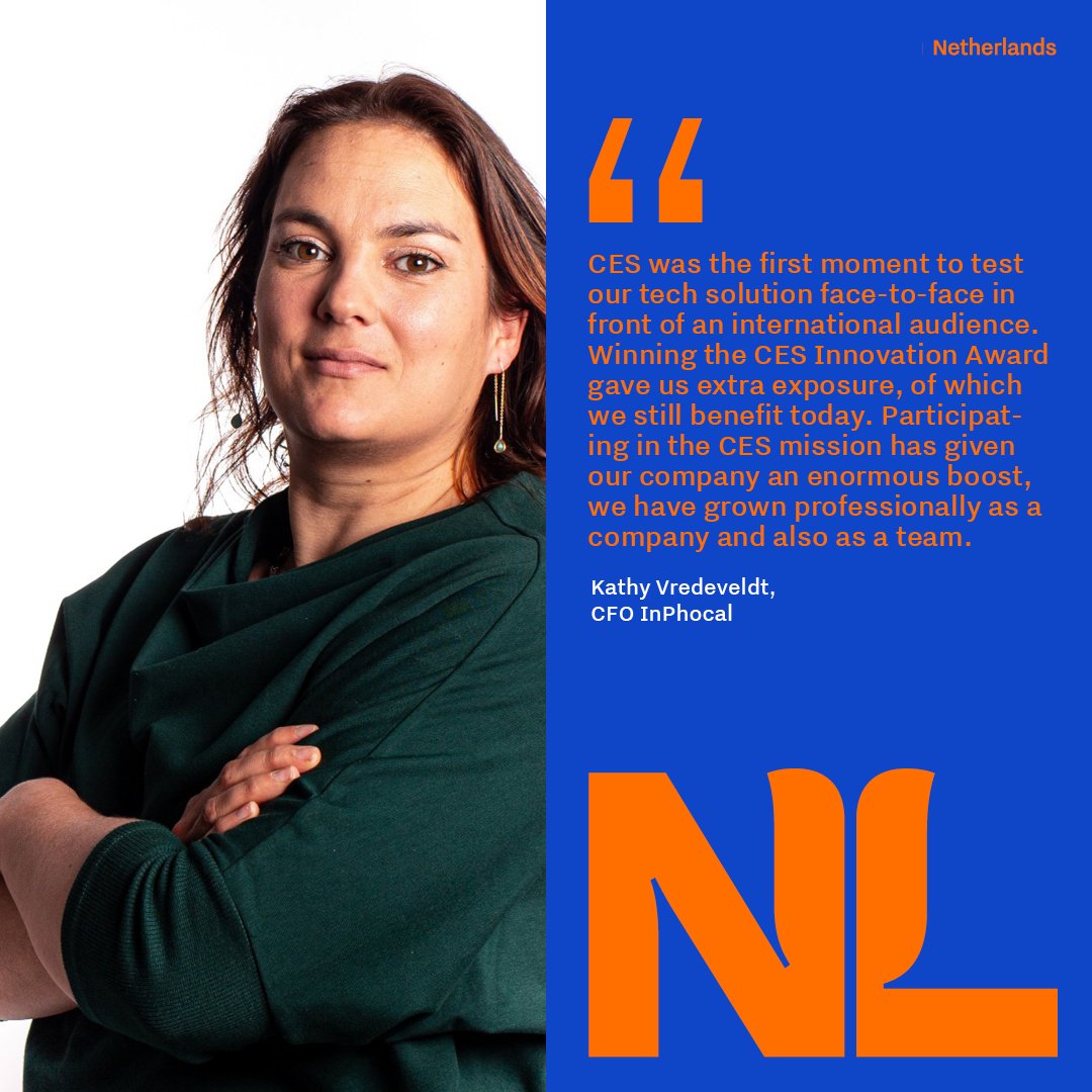 Registration to the Netherlands Mission “Tech Solutions for a Responsible Future” <a href="/CES/">CES</a>  is now open! Apply by June 27th. lnkd.in/dixH85ER. <a href="/inphocal/">inPhocal</a>, winner of the prestigious CES Innovation Award, continues to benefit from the award &amp; connections they made in Las Vegas.