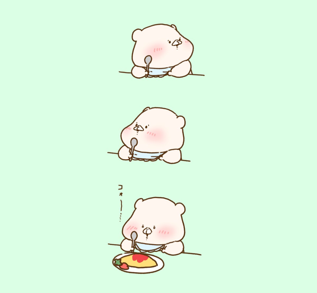 spoon no humans omurice food holding spoon bear blush  illustration images