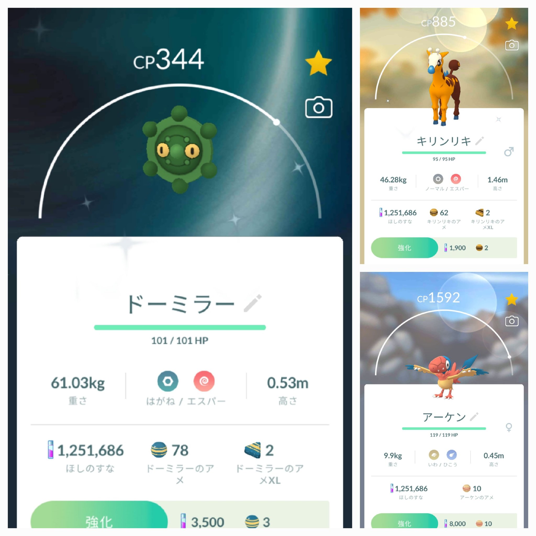 Rinamama ポケモンgo始めて約半年 今日の色ちはドーミラーとキリンリキ 色違いはどの子が来ても嬉しい そしてアーケンこんにちは これも嬉しい ポケモンgo T Co Pazvls3yvg Twitter