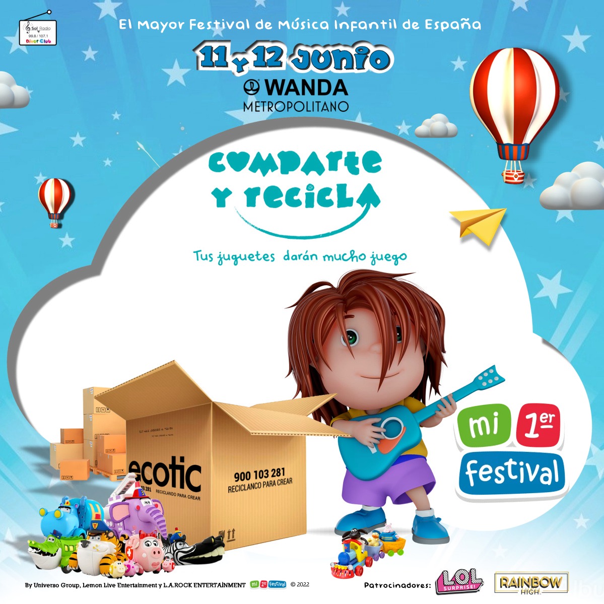 Si vas a asistir a “Mi primer festival” el 11 y 12 de junio en Madrid, puedes acercarte al espacio #ComparteyRecicla para compartir tus juguetes y darles a otros niños y niñas la oportunidad de poder jugar con ellos.  ¡No te quedes sin tu entrada! 
cutt.ly/qJzzGlW