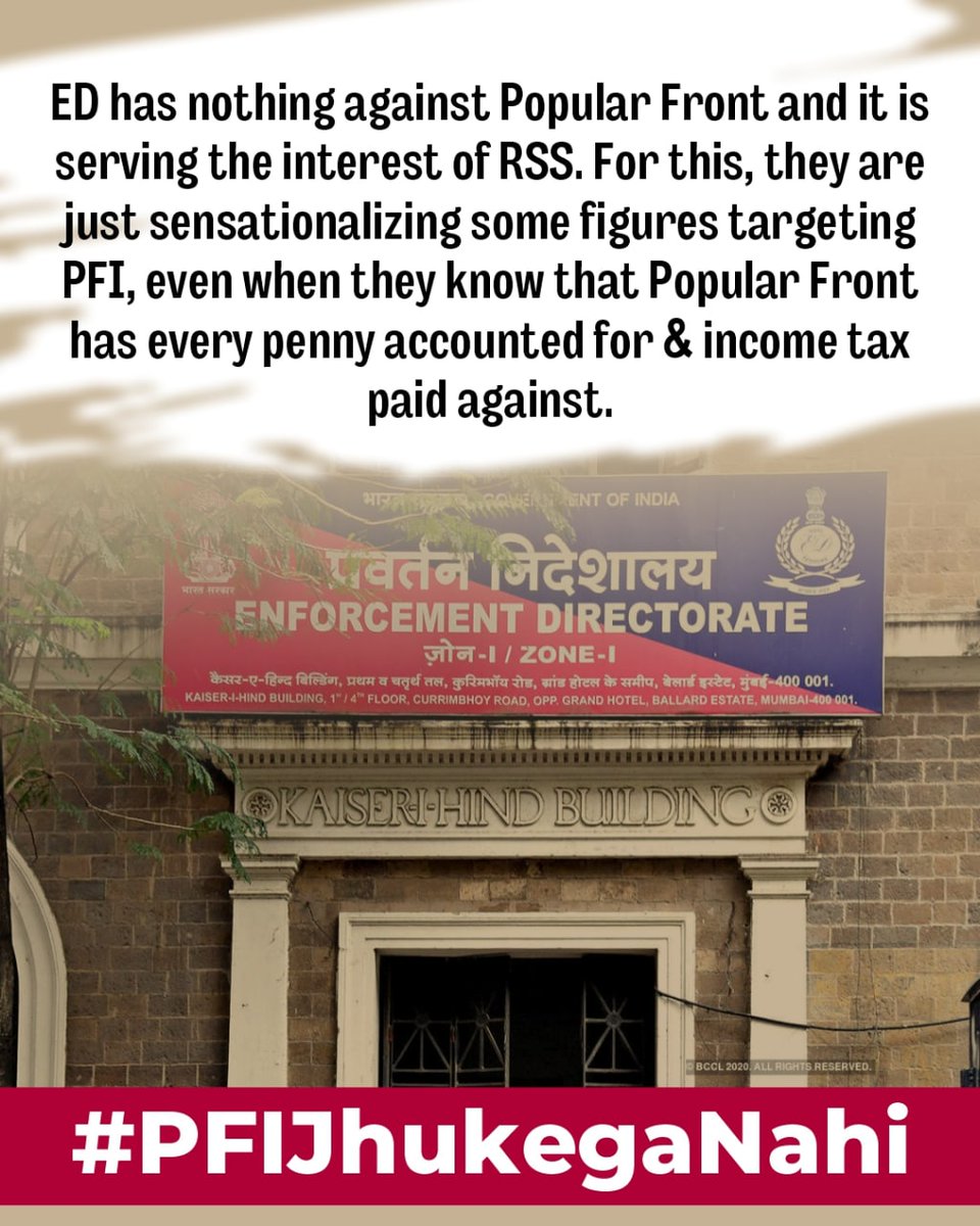 AboobackerS85's tweet photo. It is not an attachment of Bank accounts but it is the subjugation of dissent voices. #PFIJhukegaNahi https://t.co/6Lth7gBYjK