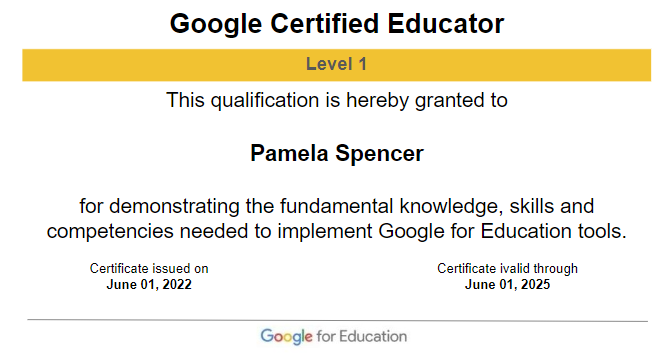 whs_digital's tweet photo. Congratulations to Mrs Spencer passing her Google Educator Level 1 exam. Great achievement! #digitallearning #googlelevel1 https://t.co/cpVTn5d0bM