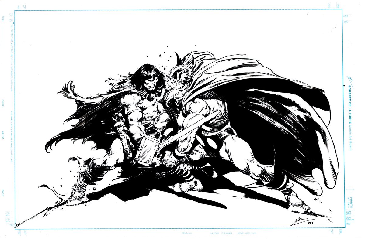 Conan vs Thor por #RobertoDeLaTorre. Vista esta maravilla de ilustración no me resistí a darle color y recrear la portada de #WhatIf .