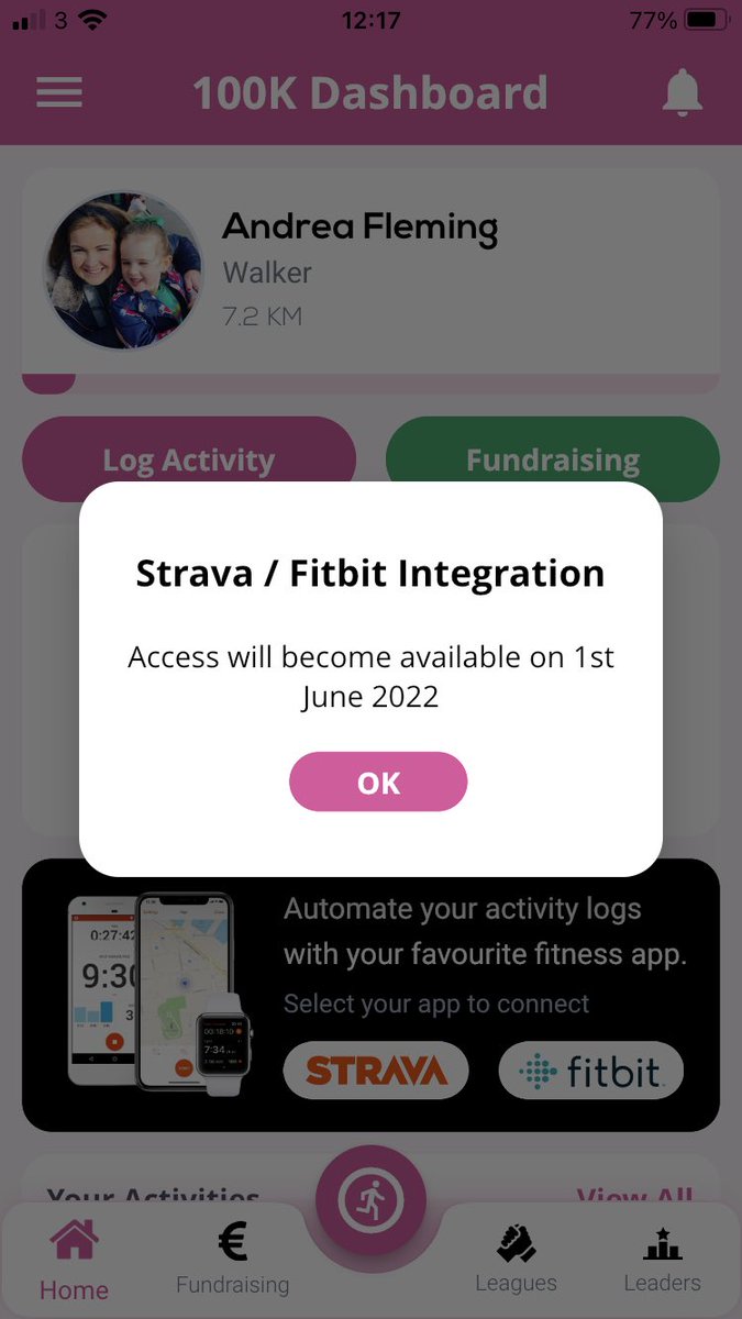 andihickey's tweet photo. Anybody having issues connecting their Fitbit to @100kin30days app? I’ve updated the app already and hasn’t changed anything. #100kin30days https://t.co/QViE1FPTgn