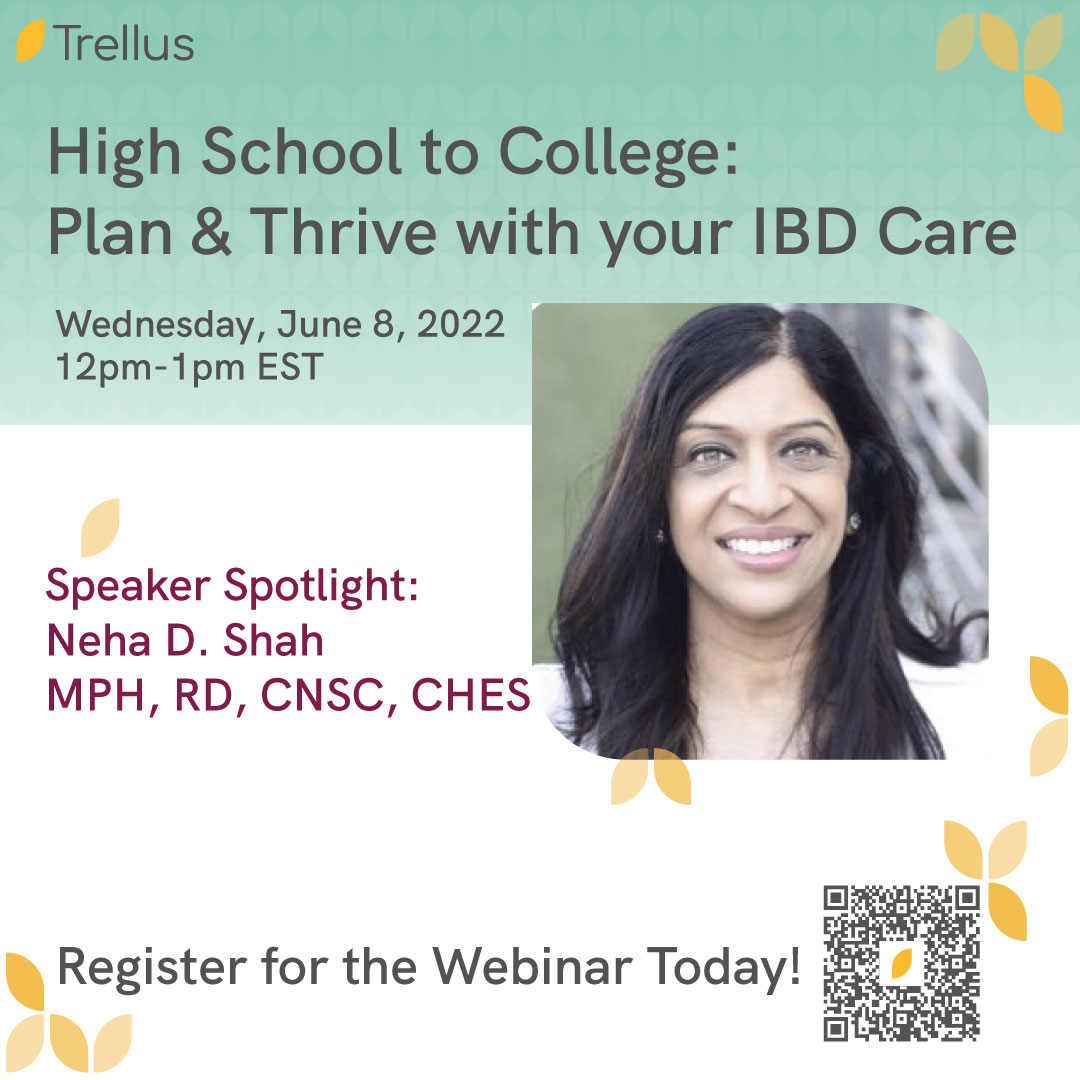 TrellusHealth's tweet photo. We are honored to have Neha Shah, MPH, RD, CNSC, CHES as one of our speakers for this event! Neha has been specializing in gastroenterology and hepatology for over 15 years, and will be discussing nutritional challenges IBD patients face in their transitions through life. https://t.co/QRcU0CEdLC