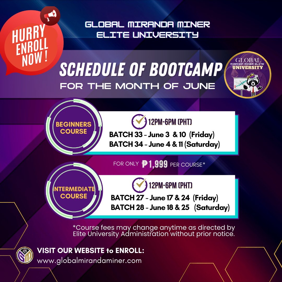 gmmg_official's tweet photo. 📣HURRY Enroll now in!
https://t.co/0smpyv60zQ

✅YOU still have a few hours to enroll in our Beginners Course Day 1 Bootcamp..tomorrow (June 3rd)

👉See you there!
#eliteuniversity #cryptoforbeginner #eth #btc #bitcoin #luna https://t.co/VnlLEkvHzg