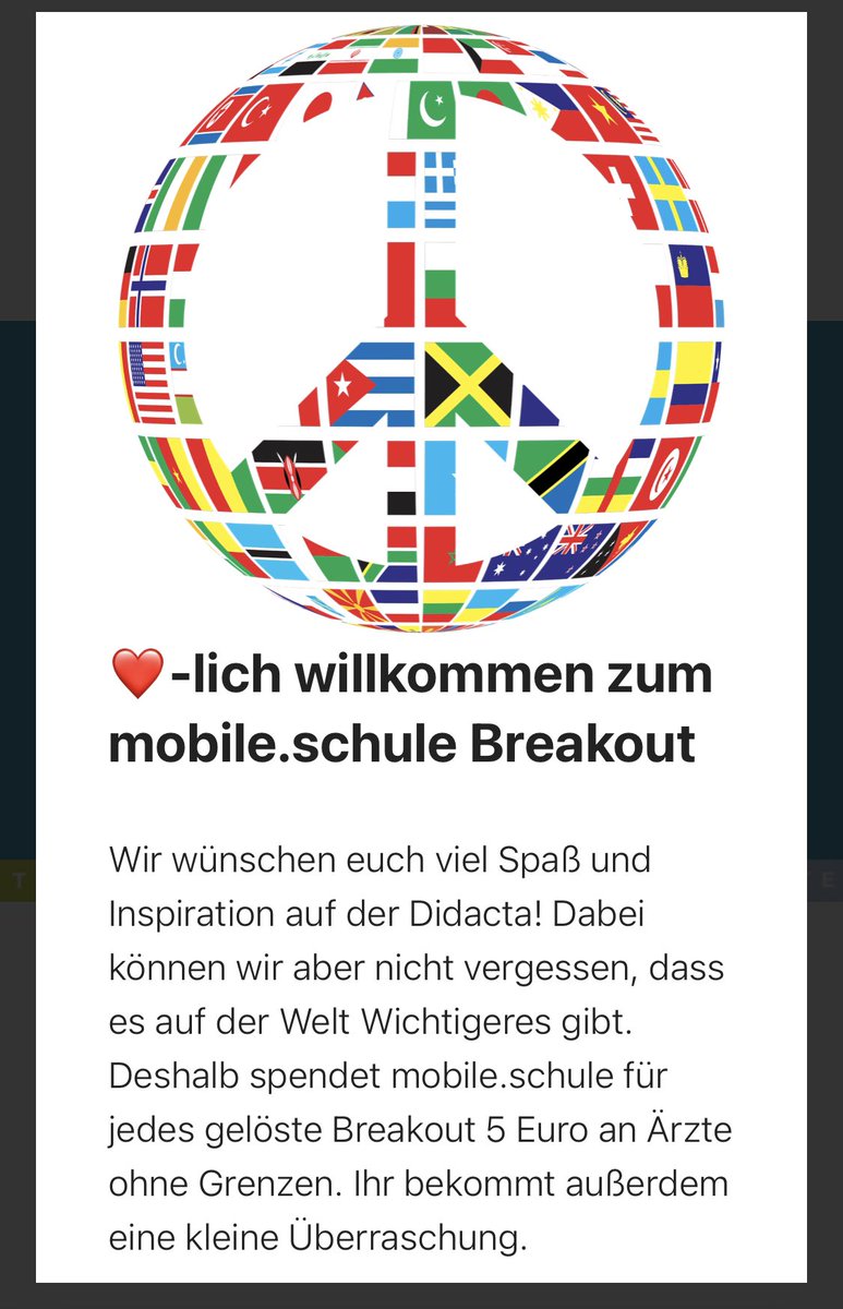 Darüber freue ich mich besonders. Ein Grund mehr für euch, um mitzumachen 😉

Spannung, Spiel und Spende 😊
#twlz #didacta #breakoutedu #edubreakout