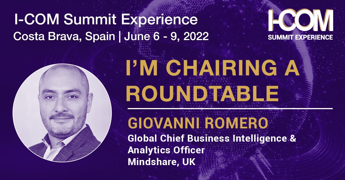 icomglobal's tweet photo. We are proud to announce that Giovanni Romero, @mindshare will chair a Roundtable to discuss 'Brand Purpose' on June 9th.
For exceptional content and networking, register NOW. https://t.co/deJ4ZajRGz | #icom22 #SmartData #Marketing https://t.co/wXUp7vRPqe