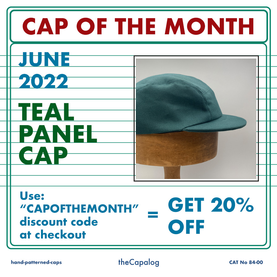Cap of the month for June is the Teal Panel Cap! Regular price £42, but with the COTM disc just £33.60 when you add the disc code at checkout. #headsup #panelcaps #tealcap #capofthemonth