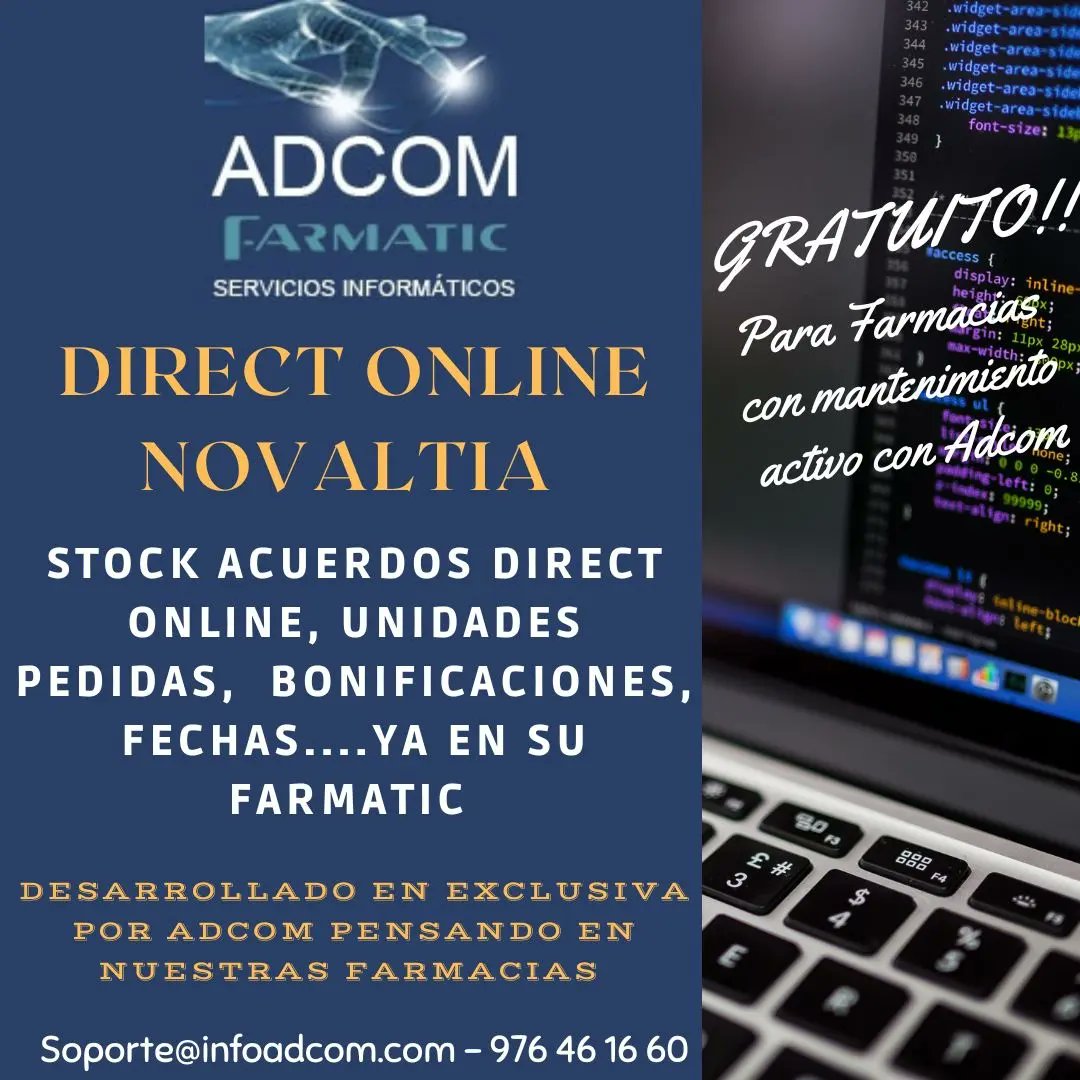 AdcomZaragoza's tweet photo. Nueva solución automática y desarrollada en exclusiva por Adcom pensando en nuestras Farmacias que trabajen con DIRECT ONLINE DE NOVALTIA !!! @Novaltia

Ver el stock de los acuerdos DIRECT ONLINE,ud.pedidas,fechas validez, bonificaciones directamente en tu pantalla #FARMATIC !! https://t.co/52v3ezWzai