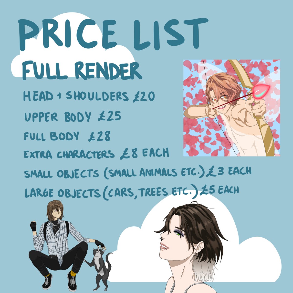 cloudstellation's tweet image. here is my commission info! i take payments via paypal. PLEASE NOTE that the items marked with * are PURELY DUE TO MY SKILL LEVEL. i have nothing against any of these art styles, do not bash anyone for enjoying these art styles or being part of these communities!!!