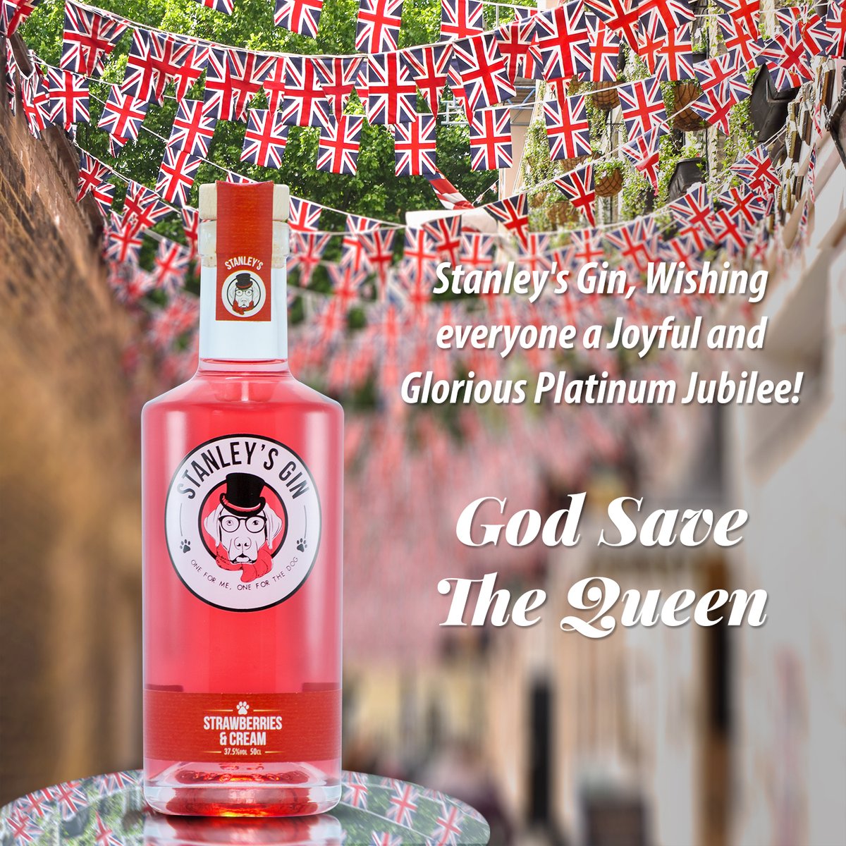 Stanley's Gin, wishing everyone a joyful and glorious #PlatinumJubilee 🇬🇧💙❤️

#GodSaveTheQueen