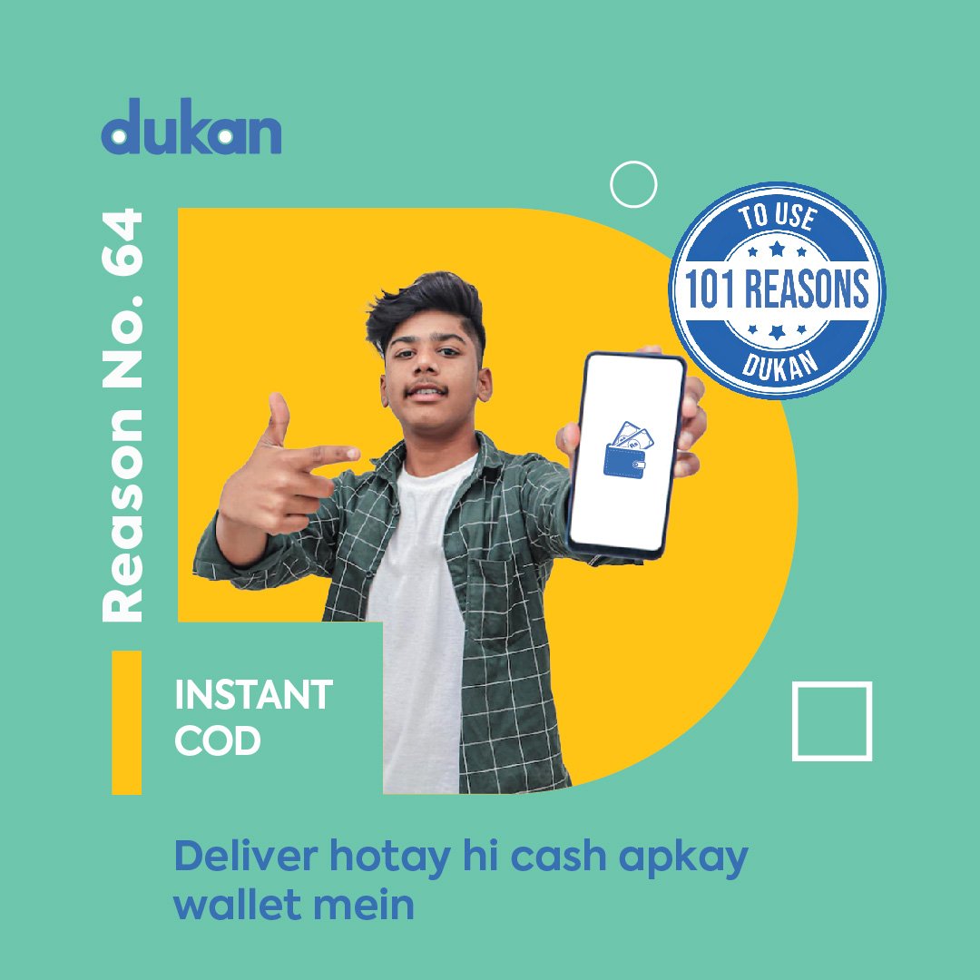 Dukanstores's tweet photo. Instant COD ki option se, idhar order deliver karen aur udhar paisay apkay Dukan wallet mein. Simple, fast and completely secure!
Download the app now!
Playstore: https://t.co/ObDQLqe0px
App store: https://t.co/9uCyhRT31c
#dukan #dukanapp #101reasons #instantcod #ecommerce https://t.co/yGWMrQ2O5K