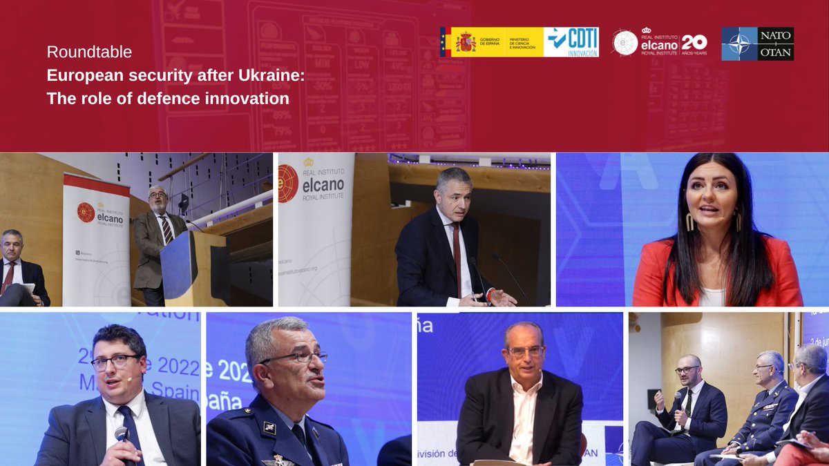 rielcano's tweet photo. 🙏 Thanks to our experts, moderator and attendees! Special thanks to @MoritzZimm, Juan Manuel del Campo @Defensagob, @LaurenSperanza, @DanielFiott, Juan Carlos Cortés @CDTI_innovacion, Félix Arteaga and @ElcanoJjRuiz. #InnoDef https://t.co/RoYkW3MvrA