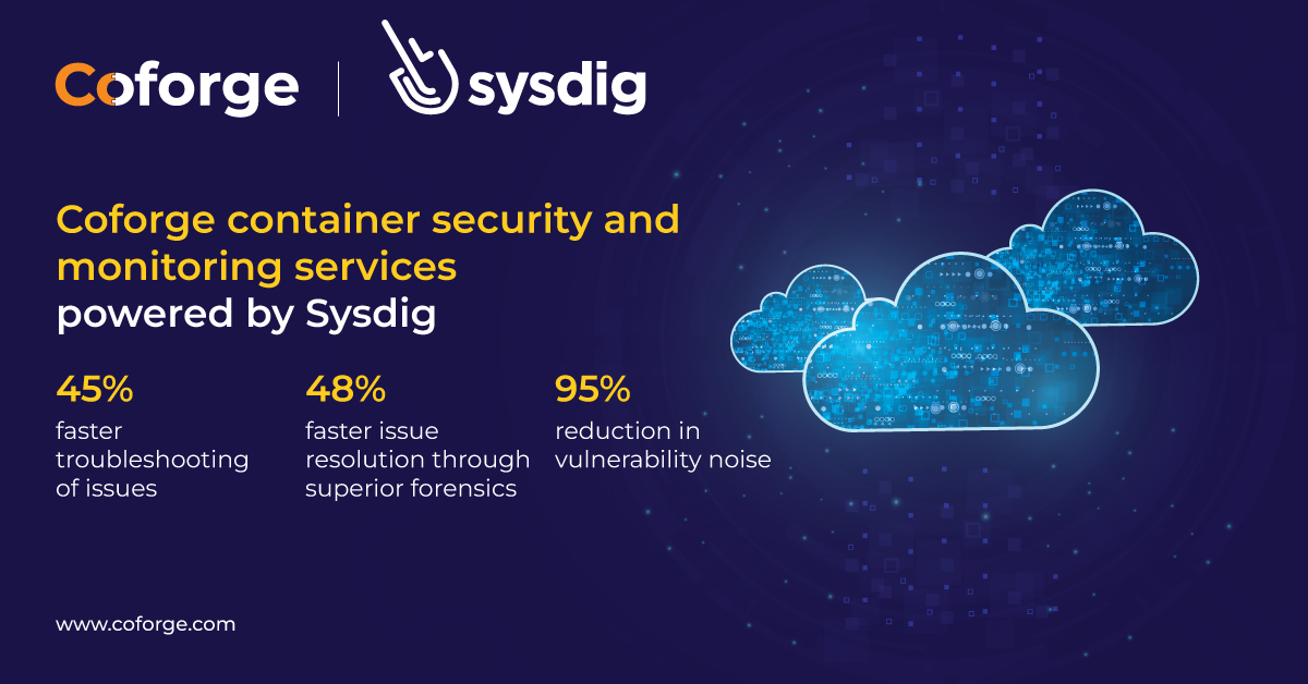 Coforge_Tech's tweet photo. Coforge launches container security and monitoring services powered by Sysdig. Read more https://t.co/polpSTz3bl
#NewPartnerships #ContainerServices #Cloud #EngagewiththeEmerging https://t.co/s83ipLIoIr