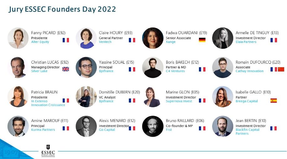 La composition du jury du concours ESSEC Founders Day est dévoilée : 16 experts du financement de l’innovation se mobilisent pour sélectionner les start-ups <a href="/essec/">ESSEC Business School</a> 'diplômé' et 'étudiant' de l’année !
Pour candidater🙌: bit.ly/ESSEC_FD2022_A…
#deeptech #cleantech #LifeSciences
