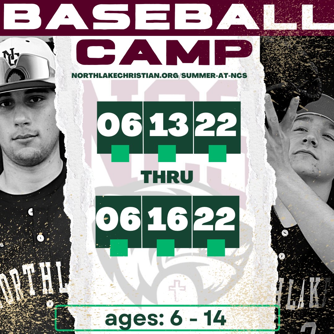 NCSCovington's tweet photo. Wolverine Baseball Camp will be 6/13-6/16 on Mula Family Field! Don't miss out! Register online at northlakechristianlorg/summer-at-ncs
#WeAreNorthlake #ThinkLeadServe #WolverineAthletics https://t.co/vYwujFvi7Q