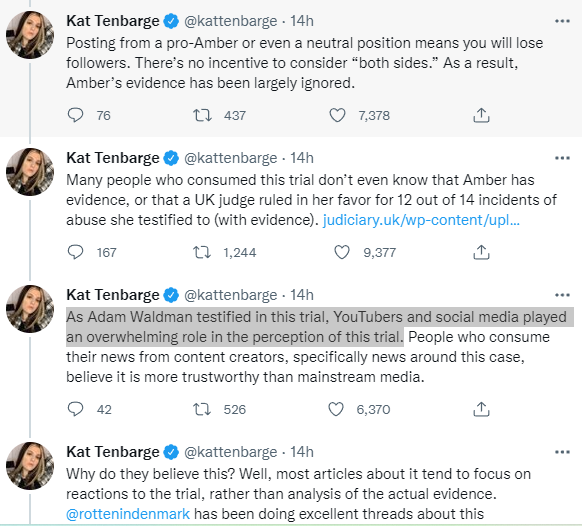 ThatUmbrella's tweet photo. This isn't aimed at Youtubers or LawTube or social media accounts.

It's aimed at SPECIFIC folks like myself, Incredibly Average, Laura B because we DARED talk to Adam Waldman/ were pro truth w Johnny Depp vs Amber Heard. 

It says "we're coming for YOU specifically" https://t.co/oBE2CGD3Z5