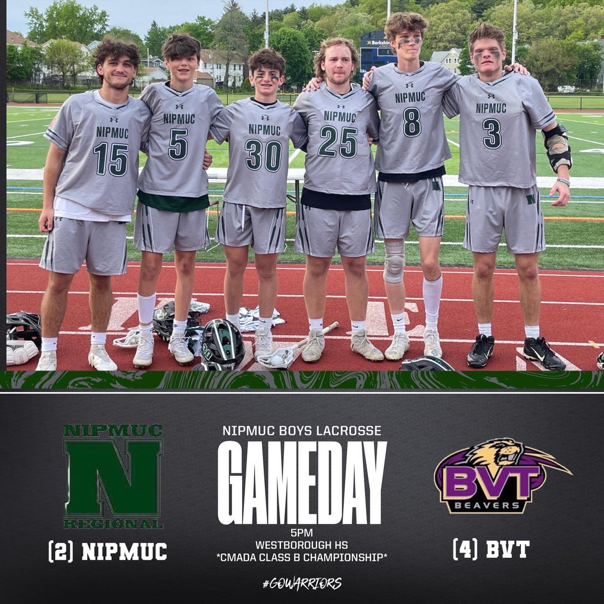 NBRamsAthletics's tweet photo. Big 🥍 day today!

- @nhsramsglax heads to Lunenburg for a 3pm start!

- @Nipmuclaxcoach faces off against BVT at 5pm in the CMADA Class B Boys Lacrosse final! (at Westborough HS) https://t.co/XJiqYSVgTb