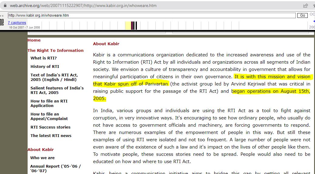 12. In August 2005 Arvind Kejriwal has started another NGO 'Kabir' to replace his NGO 'Parivartan' Interestingly, 'Kabir' was funded by Ford Foundation from day one!