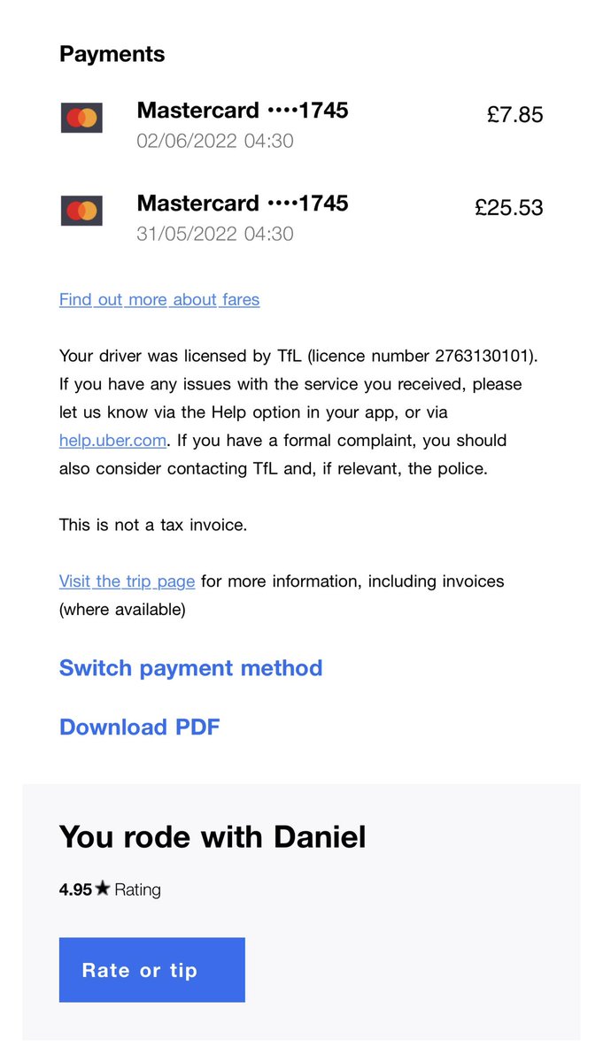 AaronG_Music's tweet photo. @UberUK @UberUKsupport @Uber 
I recently looked at my Uber receipt from Monday, and my driver has charged me for an incorrect address that’s not my home… yet he took my to my address of residence… upon booking I was quoted £25. I want a full refund and for the driver to be told https://t.co/FE0jesUJuw