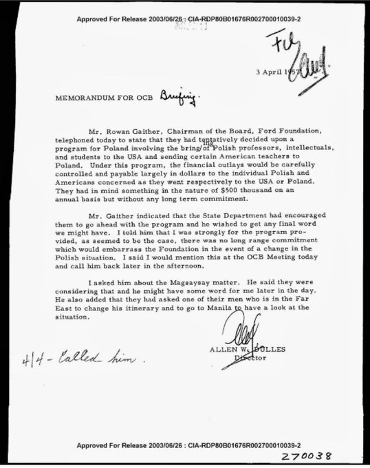 8. Here are more declassified documents of the CIA, which clearly show the connection between the CIA, Ford Foundation, and Magsaysay Award!