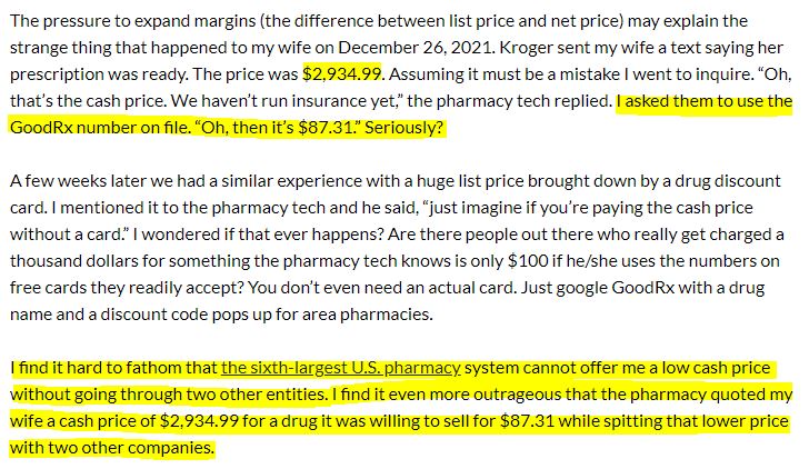 Sensible questions on #generic Rx pricing from healthcare economist <a href="/DevonHerrick/">Devon M. Herrick</a> <a href="/GoodmanInst/">Goodman Institute</a> 👇

Why can't <a href="/kroger/">Kroger</a> $KR offer a low price without <a href="/GoodRx/">GoodRx</a> $GDRX (or another #PBM) when acquisition cost <3% of #prescription list price?

drugch.nl/3LLhUl1