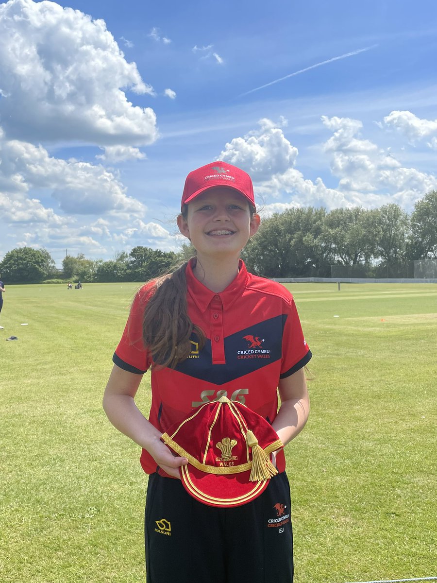 CONGRATULATIONS Eve Jones of <a href="/PirateCricket/">Port Talbot Town CC</a> on receiving your Welsh cap today against Somerset U13s #WellDone #Proud